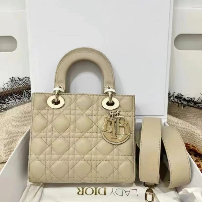 95新 DIOR/迪奥 Dior卡其色四格徽章戴妃包 25090066-02