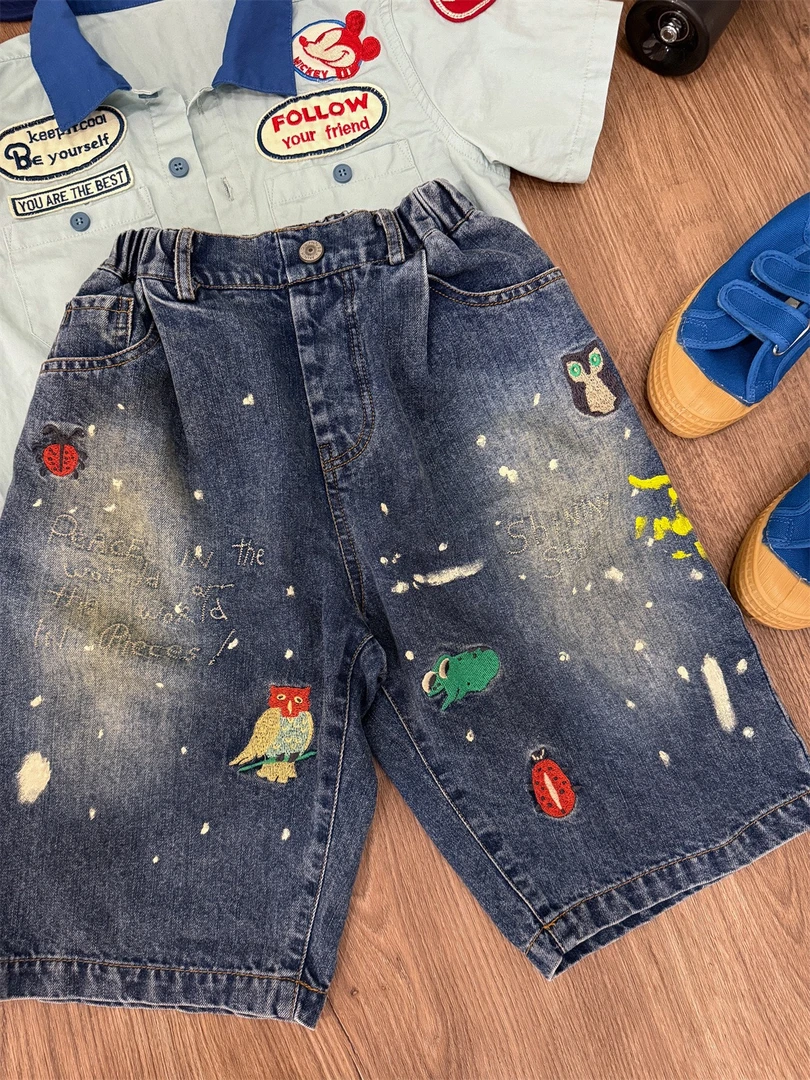 【yo优】定制潮牌牛仔短裤DD重工泼墨