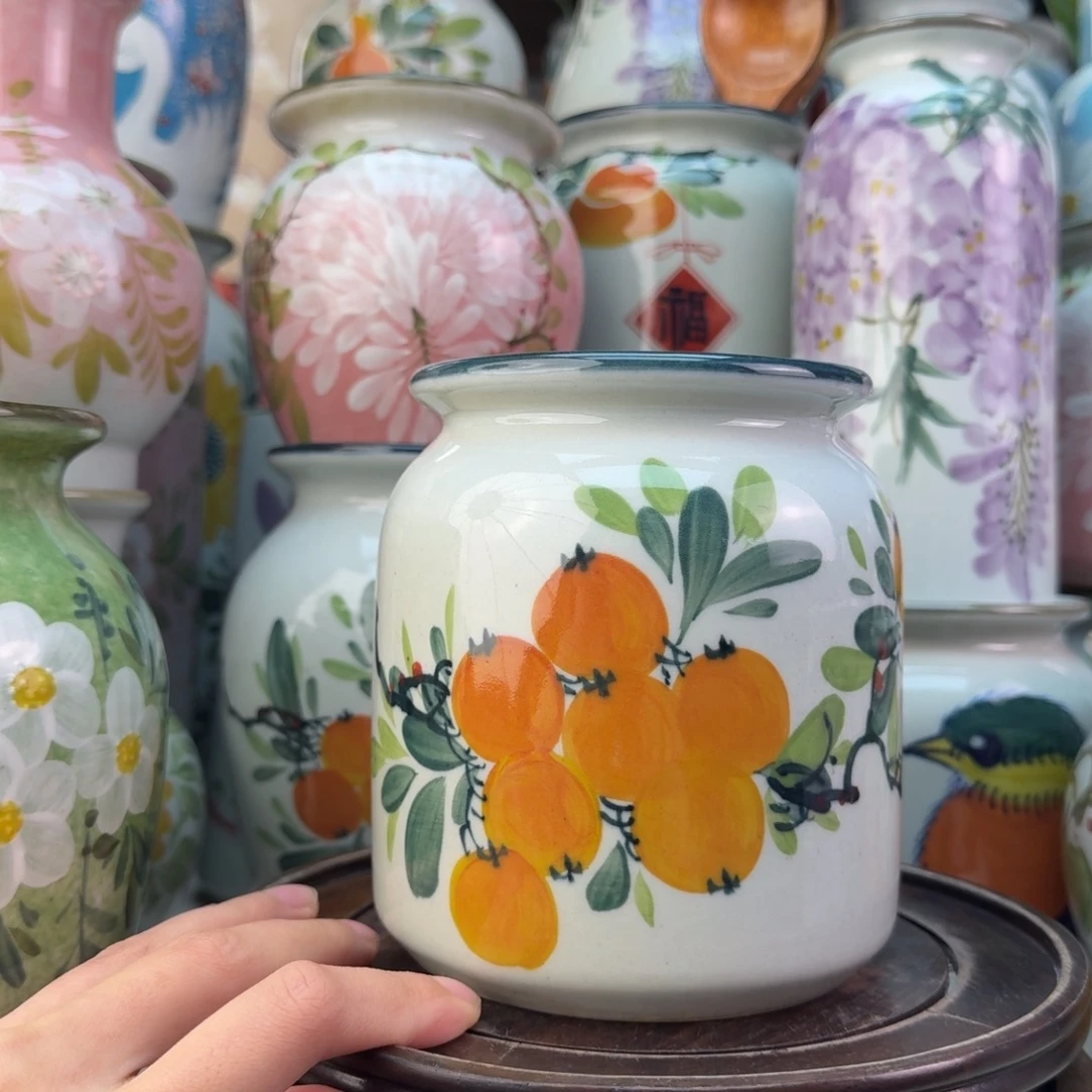 景德镇陶瓷手绘花瓶无孔