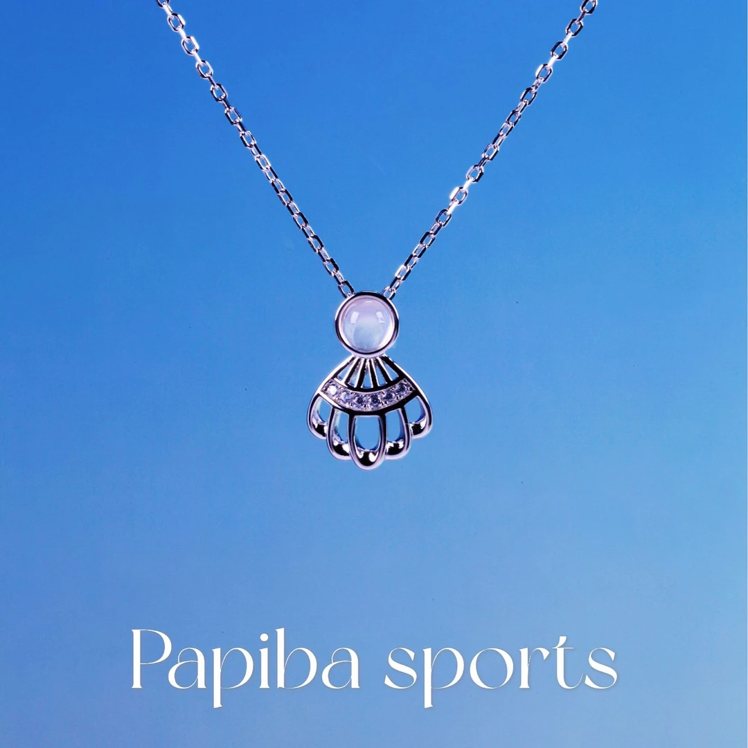 papiba 坠链均925银合成锆石 一起吧纯银镀金羽毛球运动坠链