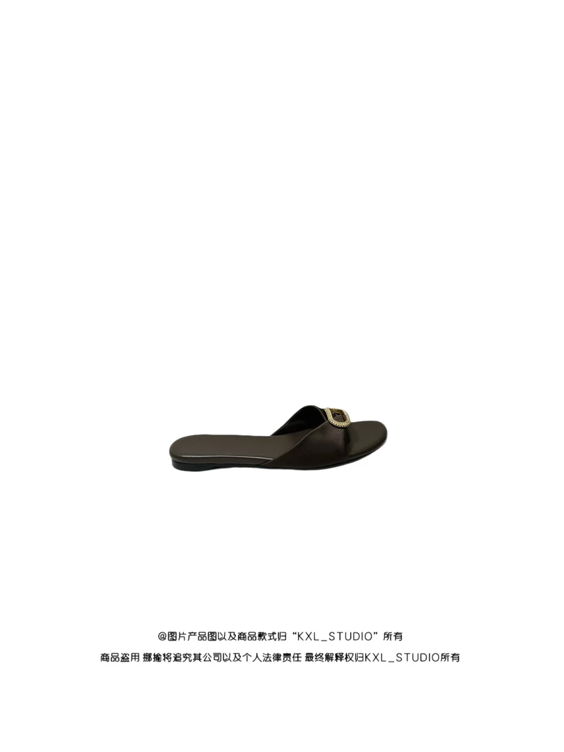 KXL-STUDIO 【KELE精选】罗马假日·重绉真丝平底拖鞋41851