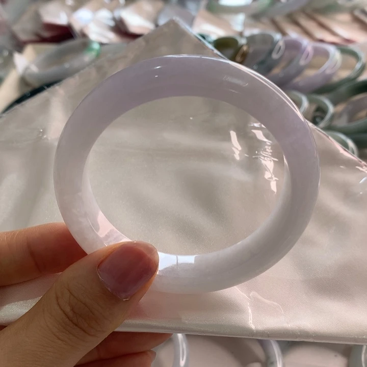 翡翠未镶嵌手镯樱花粉57.5