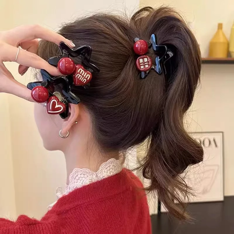 优雅五角星高马尾抓夹女2025新款高端头饰半扎发鲨鱼夹发夹后脑勺