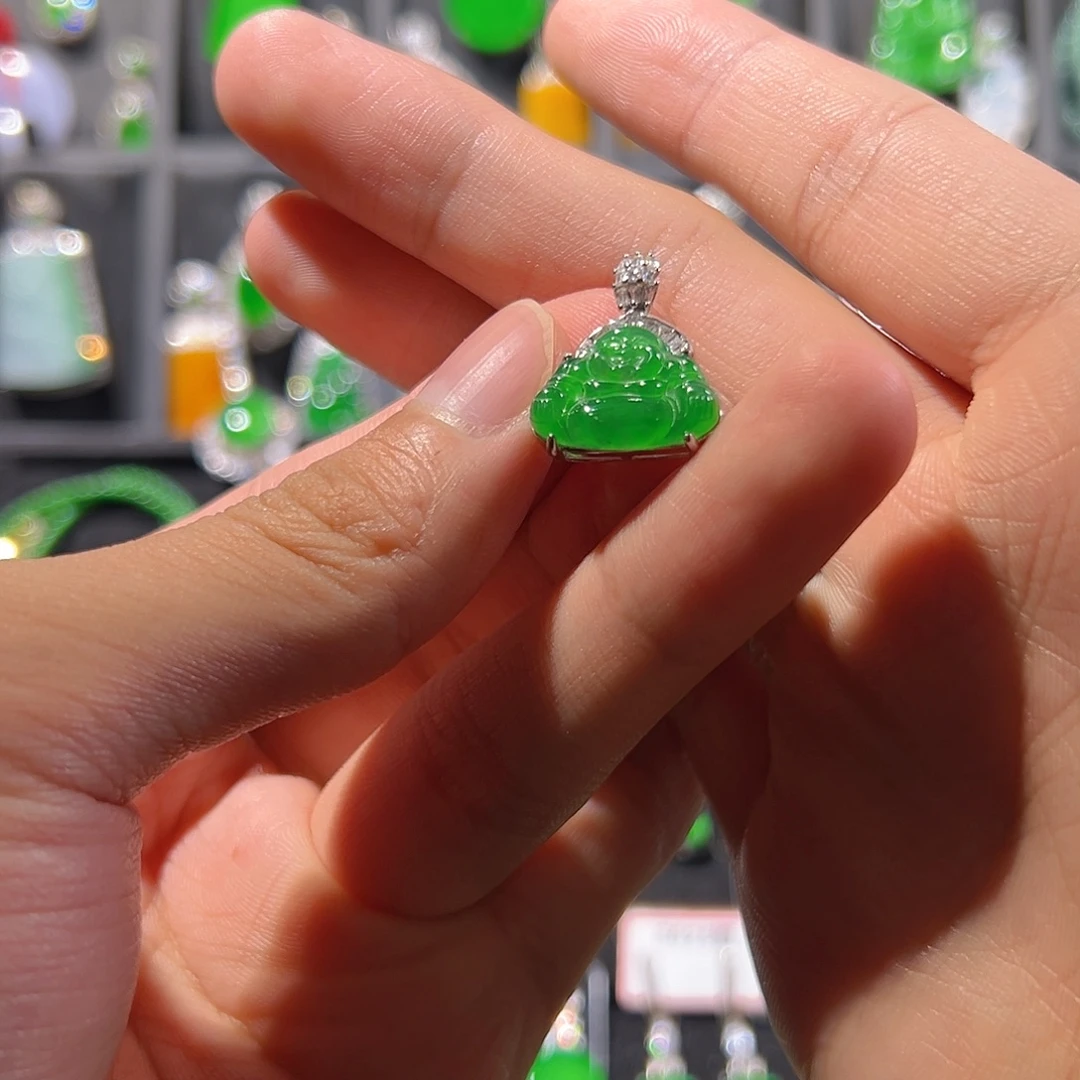 翡翠银S925镶嵌吊坠(不含链)