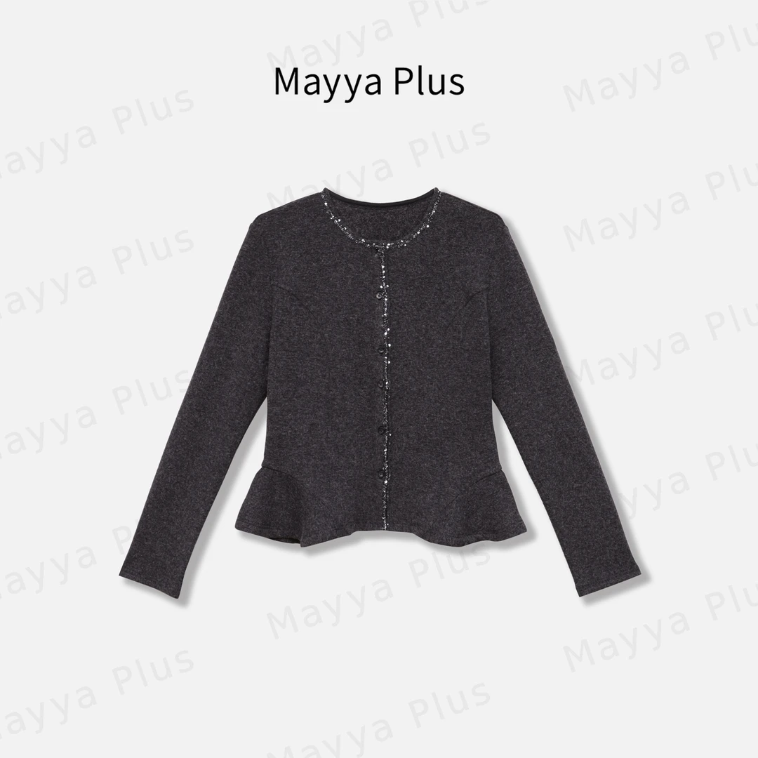 【罗曼蒂克】Mayya Plus麦芽定制气质显瘦流光风针织上衣女32546570