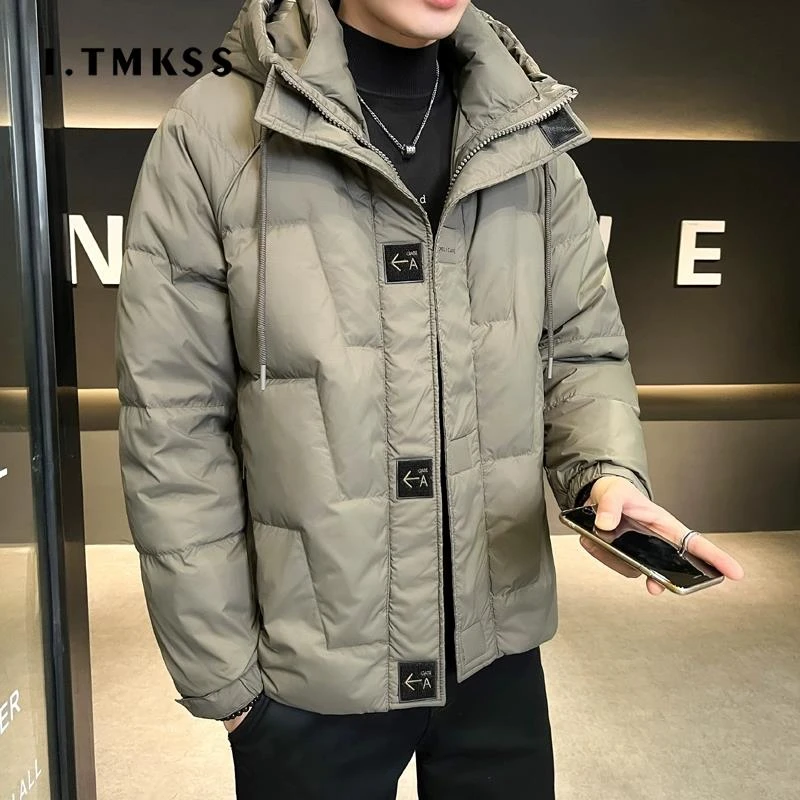 轻薄羽绒服男士2026冬季新款潮牌帅气短款韩版连帽加厚外套男冬装