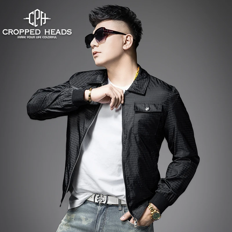 2025春秋季高级感痞帅翻领黑色外套男士潮流休闲夹克男春装外套服