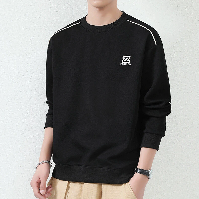 春季绣花卫衣男圆领套头百搭春秋款男士长袖宽松T恤修身上衣1572