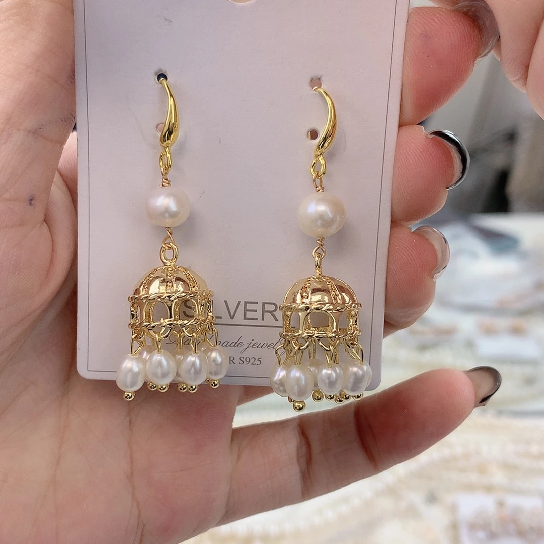 银S925镶嵌耳饰淡水珍珠