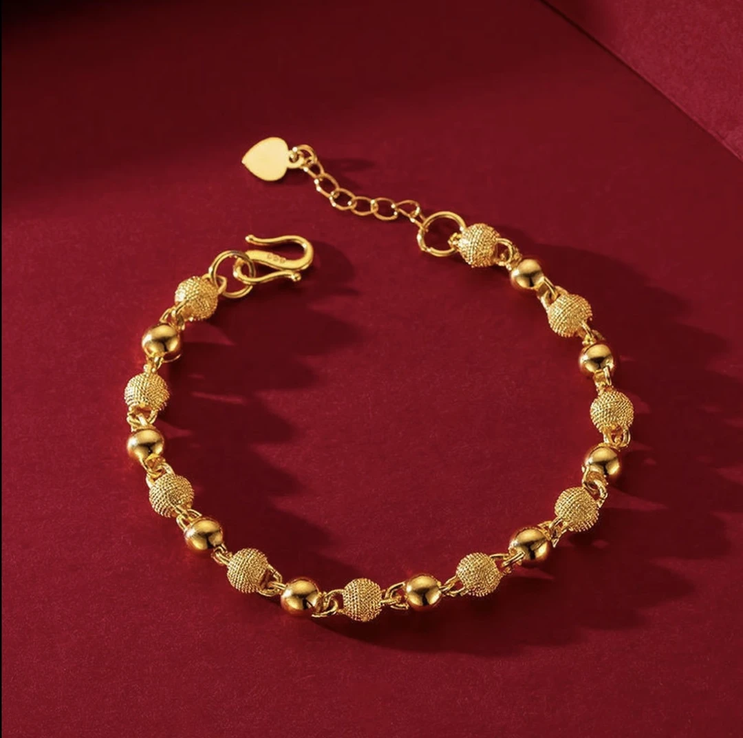 时尚女款光面磨砂珠气质百搭手链经典实心