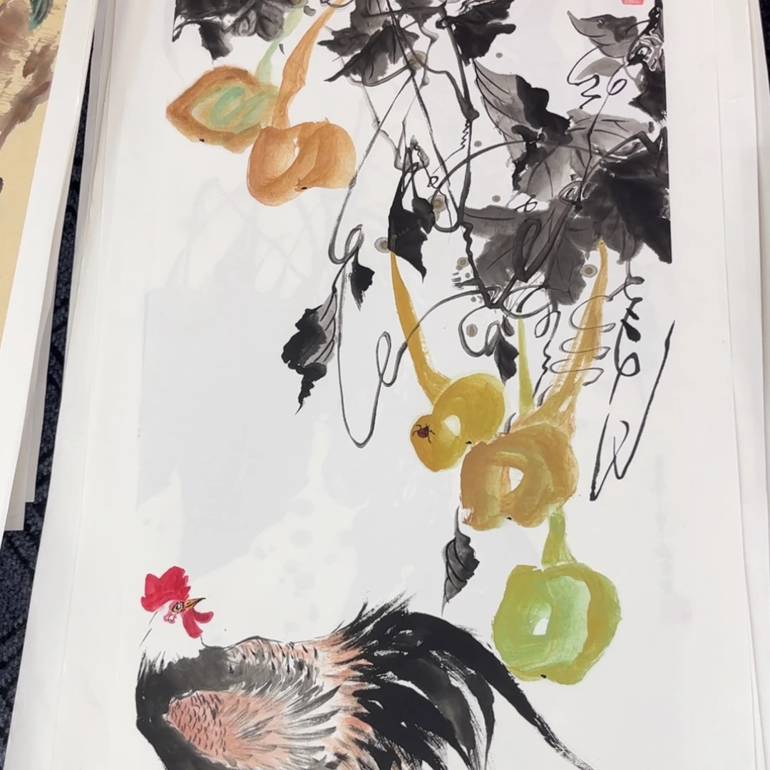 国画三尺花鸟作品