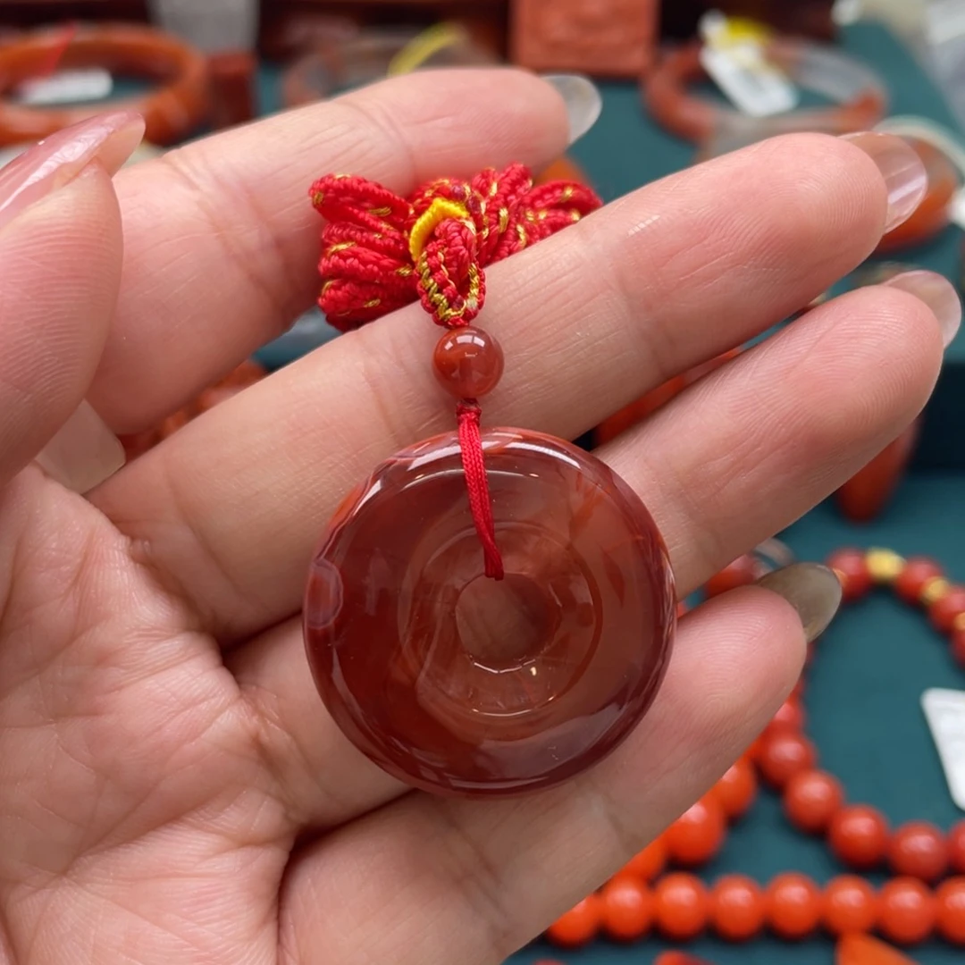 南红玛瑙川料南红平安扣吊坠未镶嵌