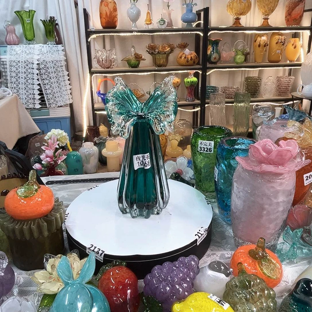 蝴蝶夜光瓶家悦美居琉璃摆件