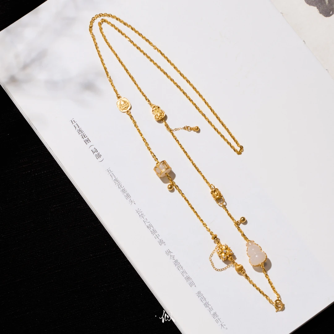 L【锦瑜】·似梓珠宝· 18K白玉葫芦项链  XYGD318064-C