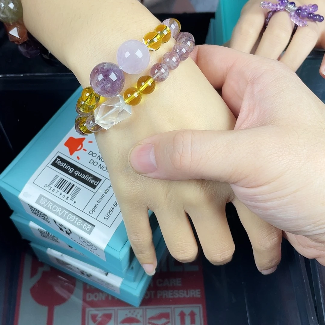 水晶手串银S925镀金镶嵌