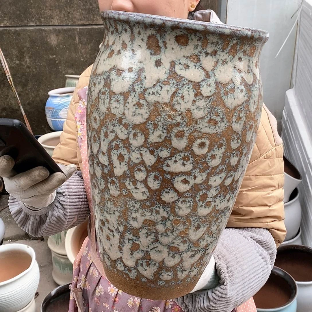 紫砂花盆瑕疵口19高33