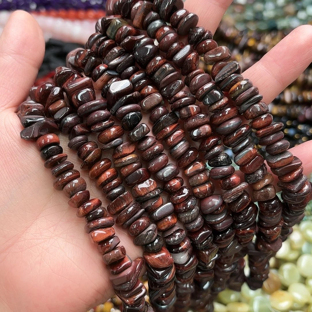 玛瑙/玉髓未镶嵌珠宝半成品卡10红虎眼碟片一条