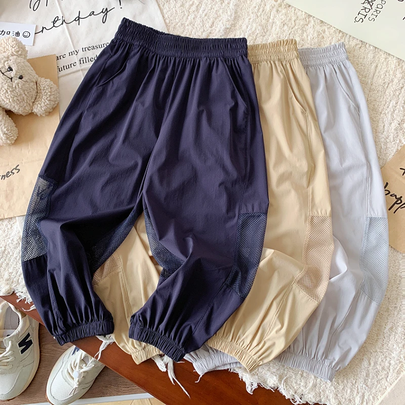 夏季男童超薄速干裤儿童新款网眼拼接裤子中大童户外运动休闲长裤