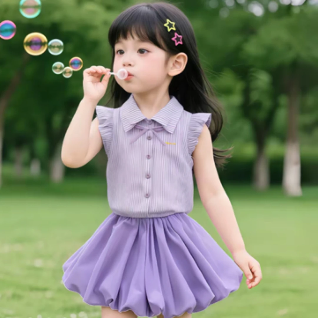 夏季女公主风韩版薄款单排扣套装夏装学院风国风韩系