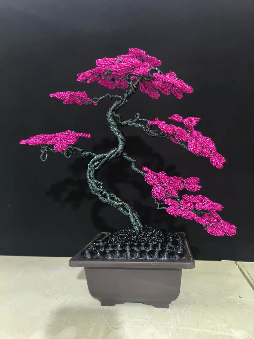 新中式陶瓷禅意发财树茶室书房装饰手工编织工艺品乔迁摆件创意