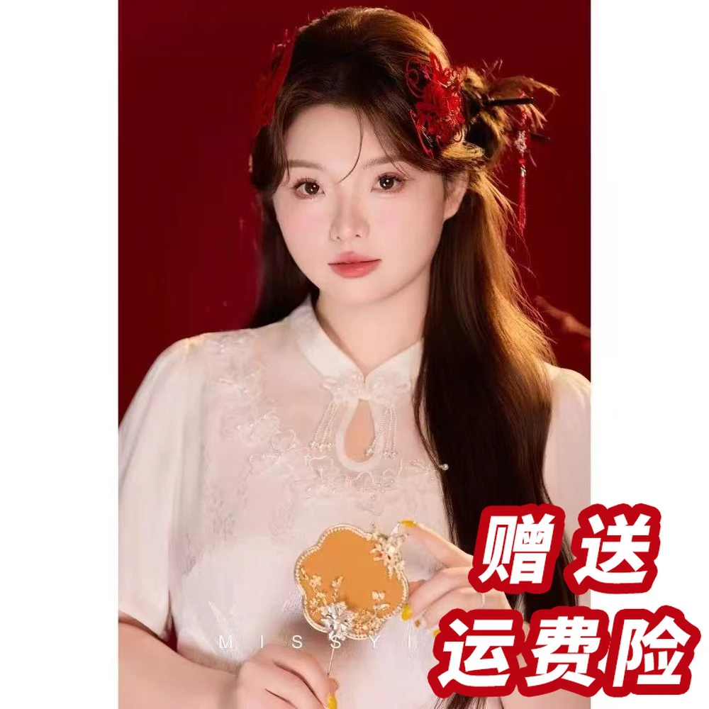 【赠送运费险】新中式蕾丝提花连衣裙夏季新款高腰旗袍C506