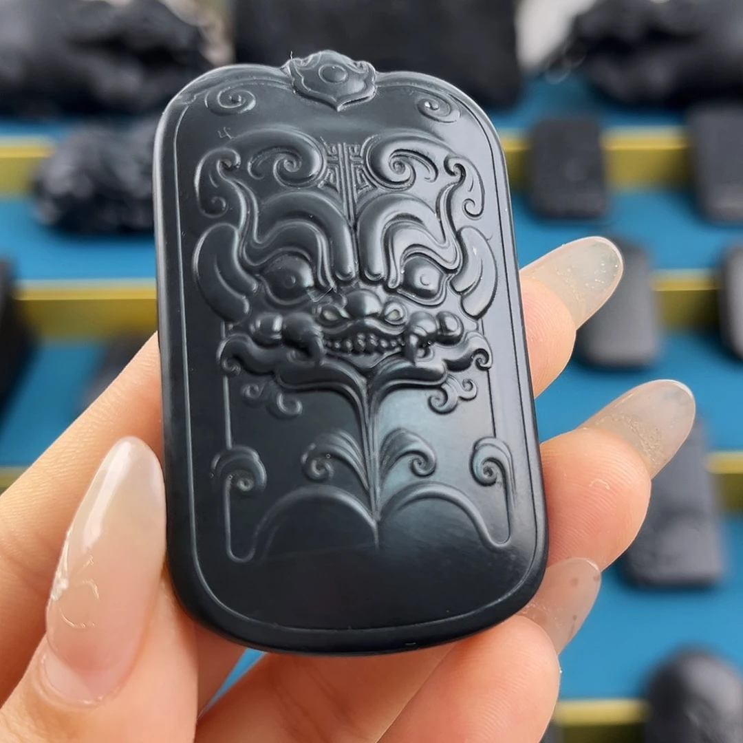 和田玉（墨玉）兽面未镶嵌