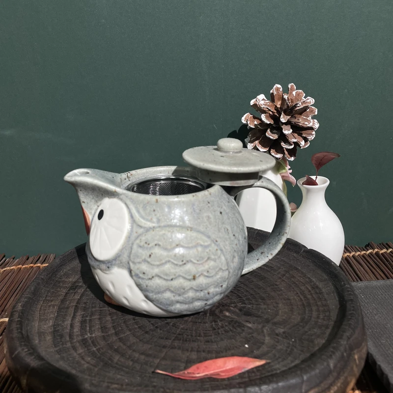 新品 猫头鹰系列 灰色小茶壶