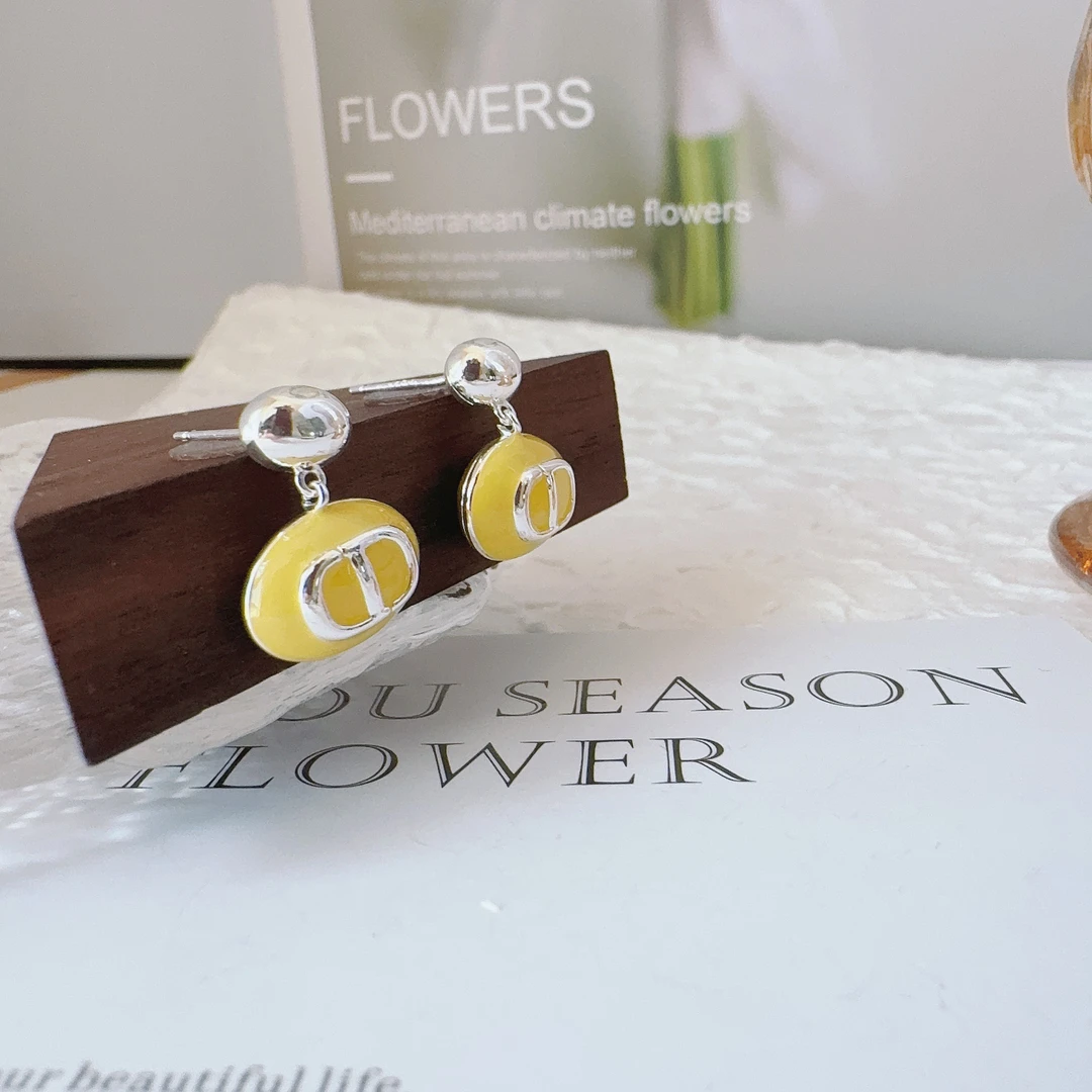 铜合金耳饰 1703 柠檬黄色相思豆猪鼻子耳钉