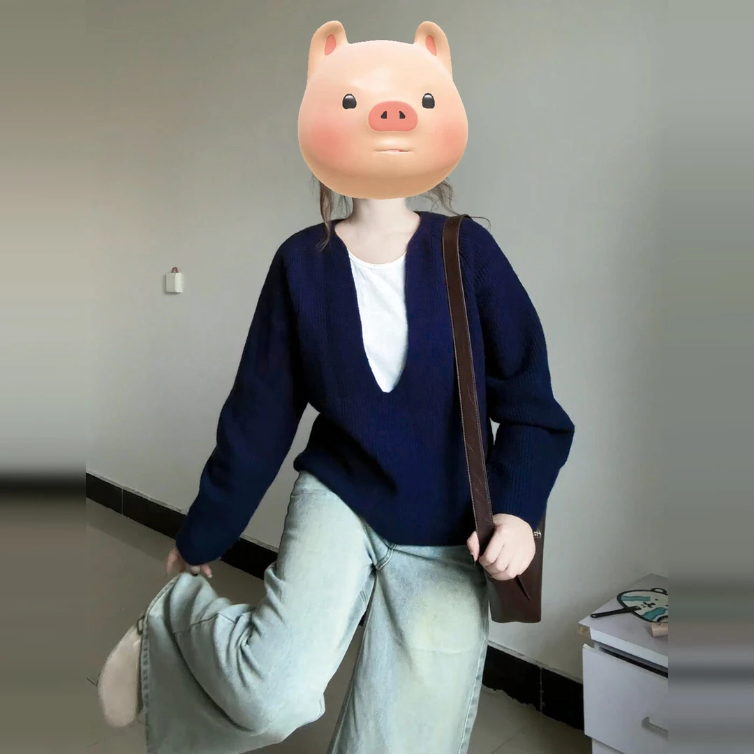 韩系慵懒风假两件针织衫女早秋季2025新款高级感宽松毛衣长袖上衣