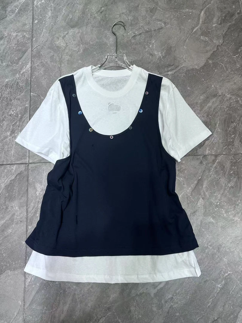 【BAI】短袖假两件圆领常规常规款T恤33017