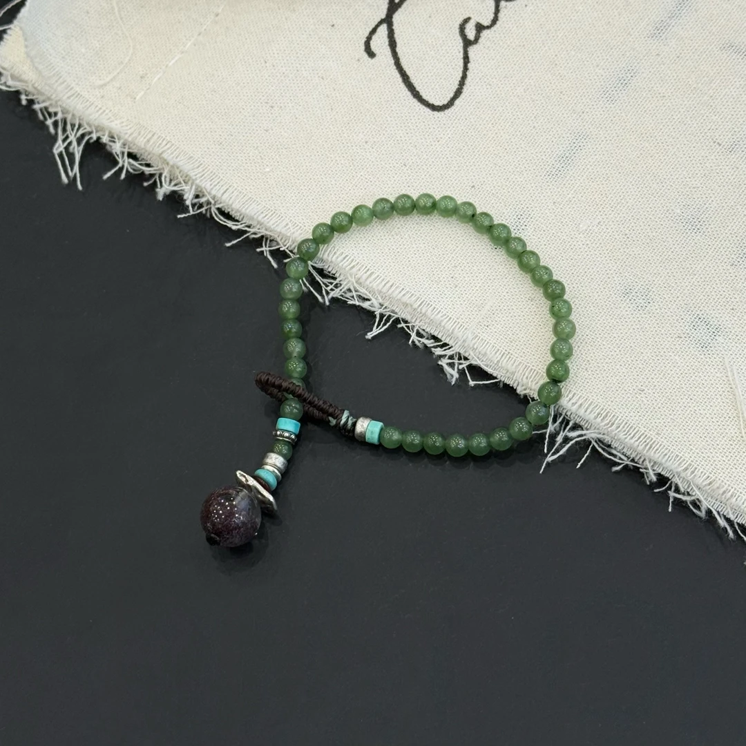 【青苹果】原创小众设计百搭甜美精致时尚和田碧玉绿色手链