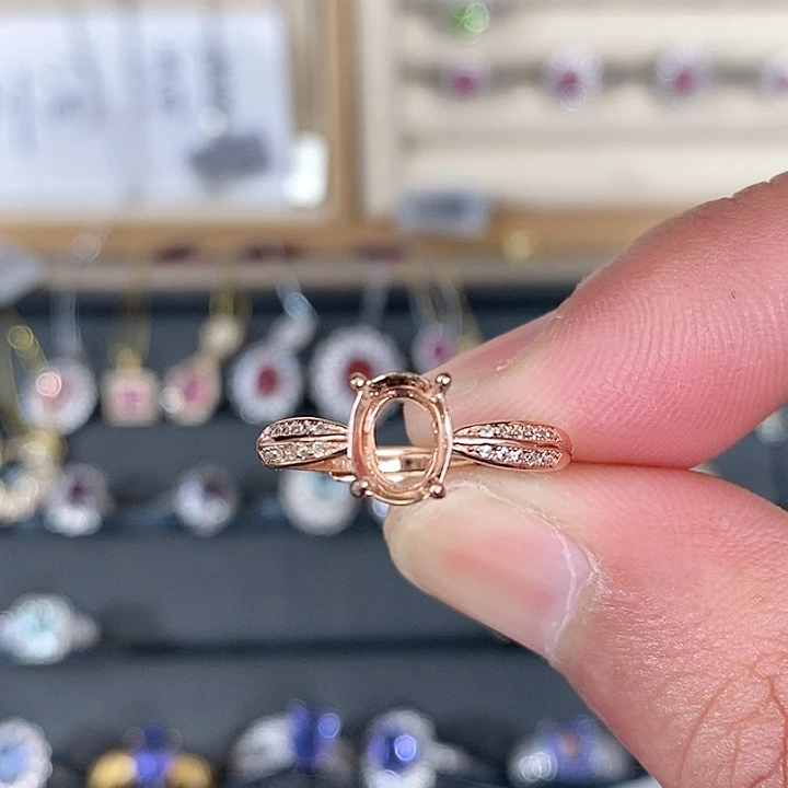 海蓝宝石戒圈银S925镶嵌蛋****.