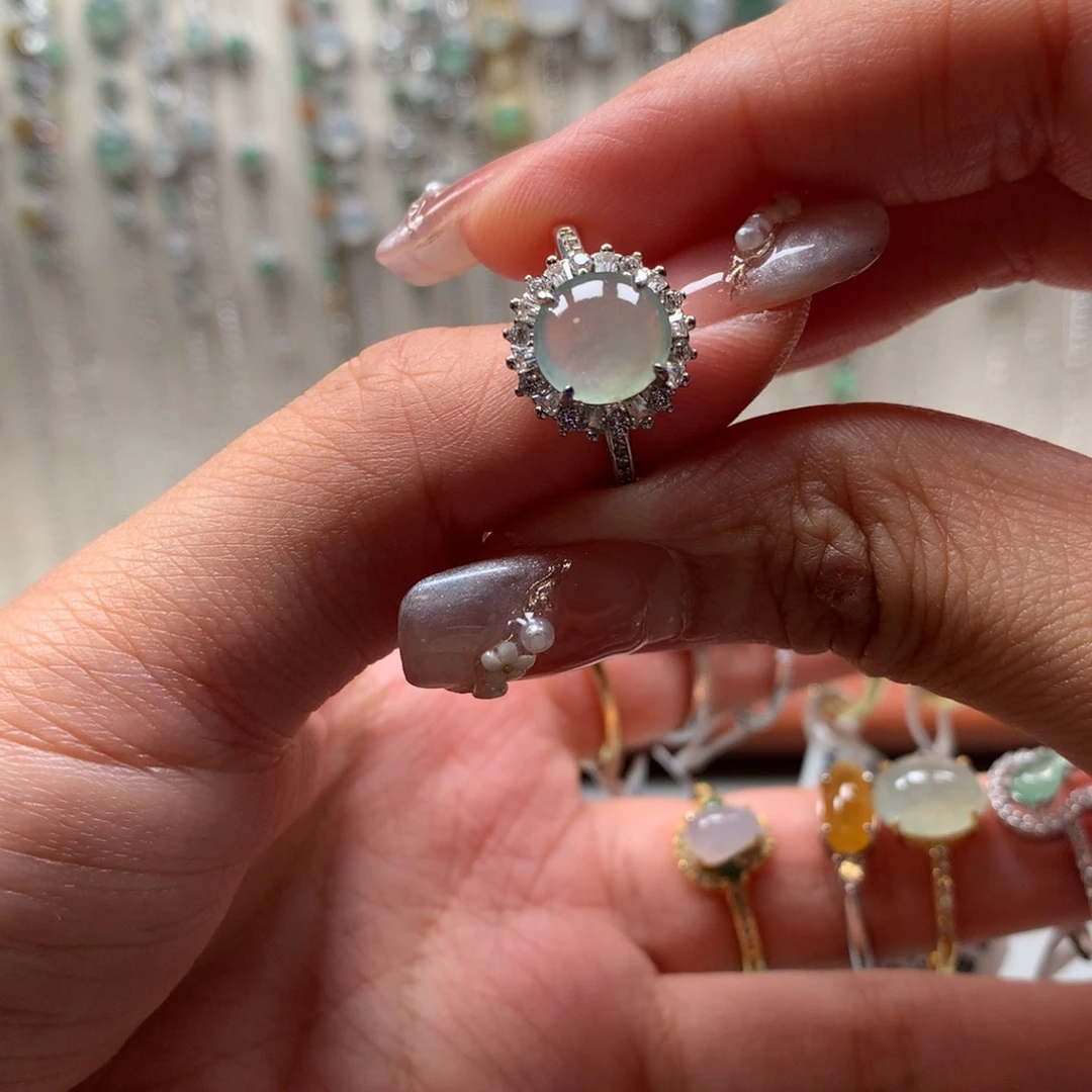 翡翠戒指银S925镶嵌戒指44