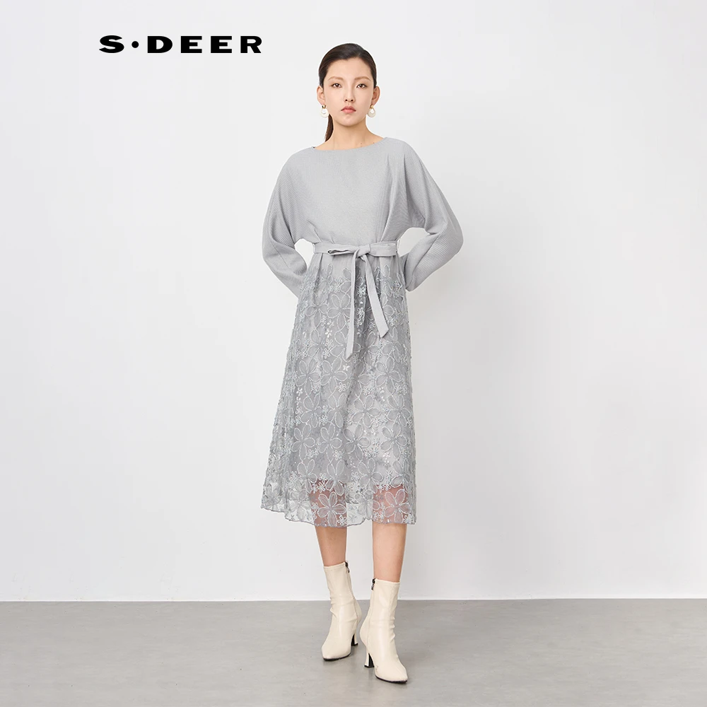 S·DEER圣迪奥秋冬新款女装重工时尚长裙法式精致高端气质连衣裙