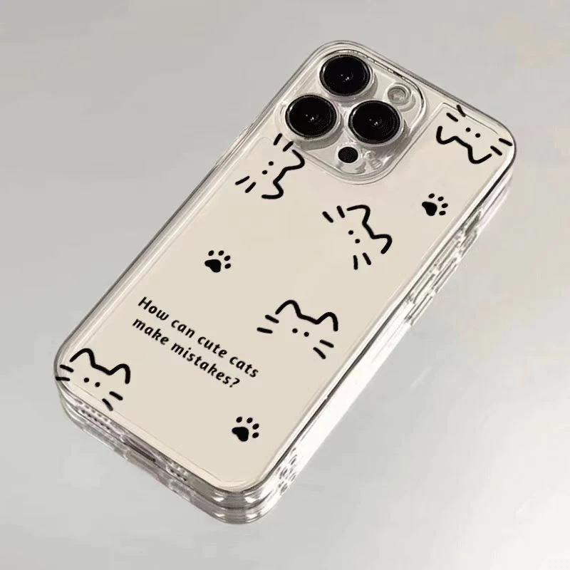素描猫咪爪透明适用苹果16PROMAX手机壳iPhone15/14/13创意12/11