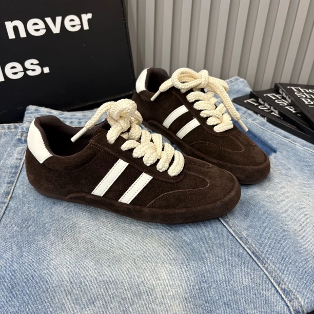 小雨家【韩版】新款秋季小众时尚百搭洋气休闲百搭系带德训休闲鞋