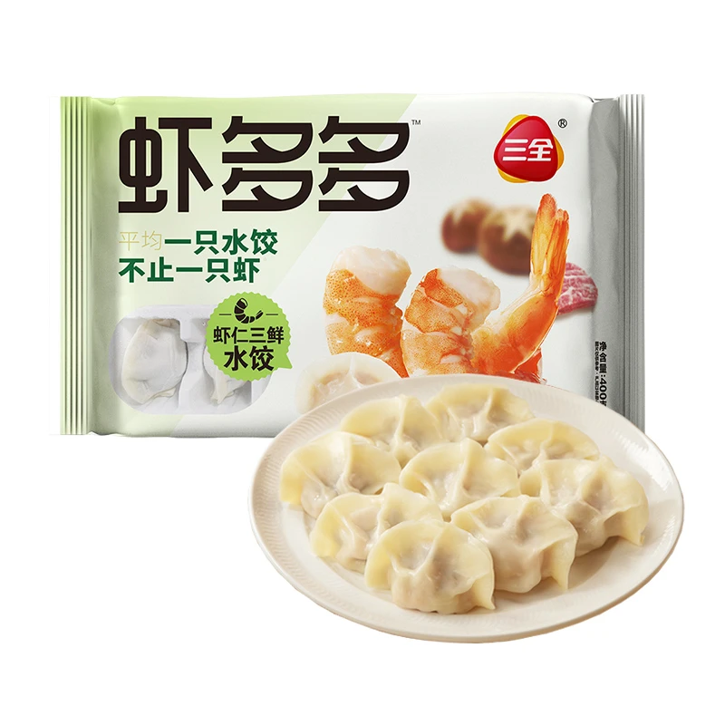 三全虾仁玉米三鲜韭菜水饺速冻水饺早餐半成品速冻饺子皮薄馅多
