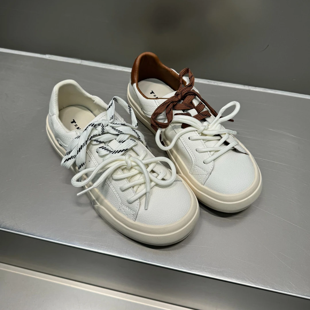 THE MIL麋鹿 简约鸳鸯休闲德训鞋春季新款时髦软底真皮运动小白鞋