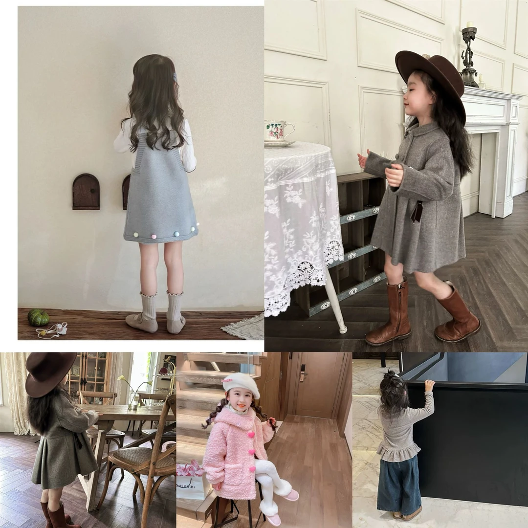 【冬日雪球】B014冬季儿童女童洋气韩版阔腿裤加厚保暖两色百搭