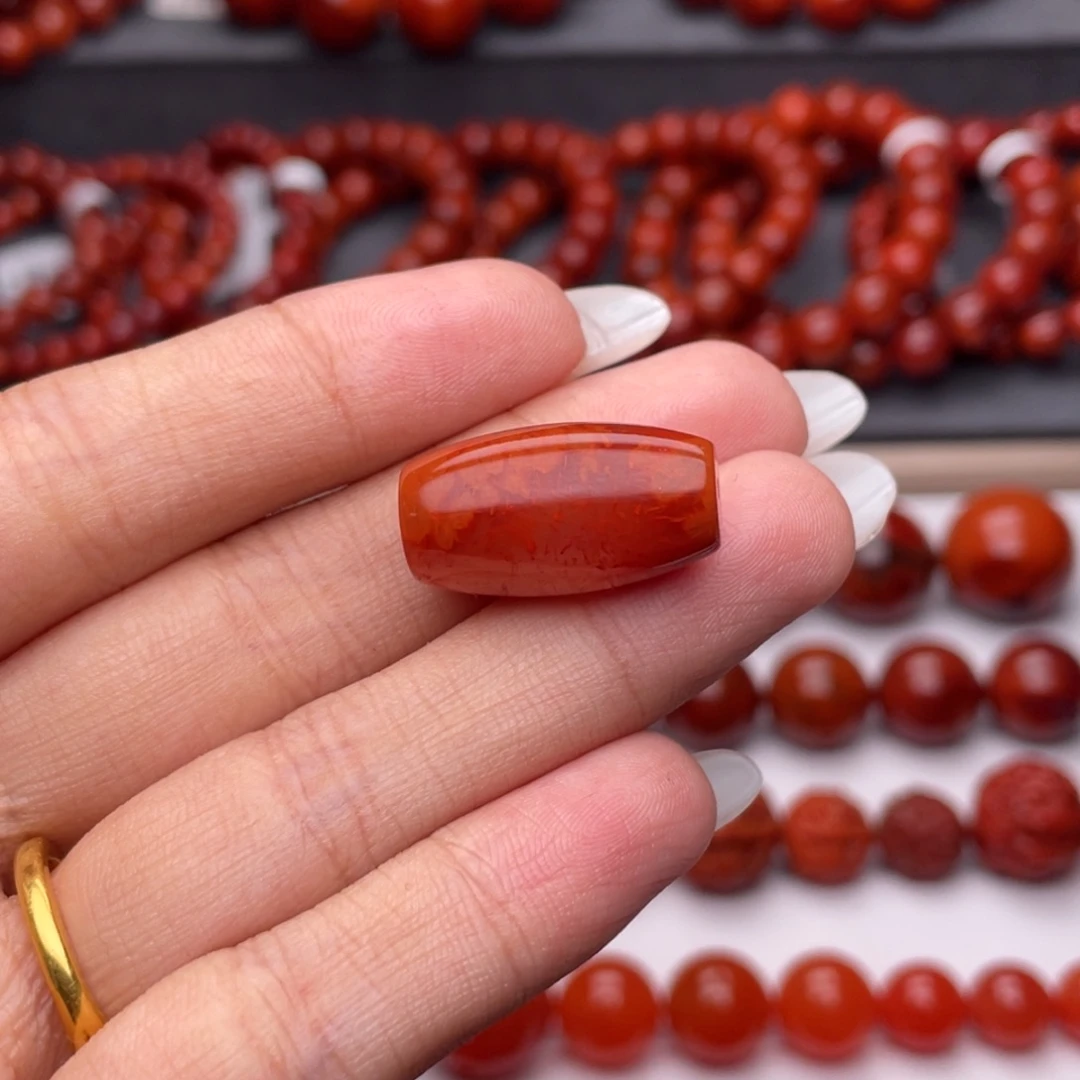 南红玛瑙未镶嵌手链Y12*22mm牛血火焰桶珠