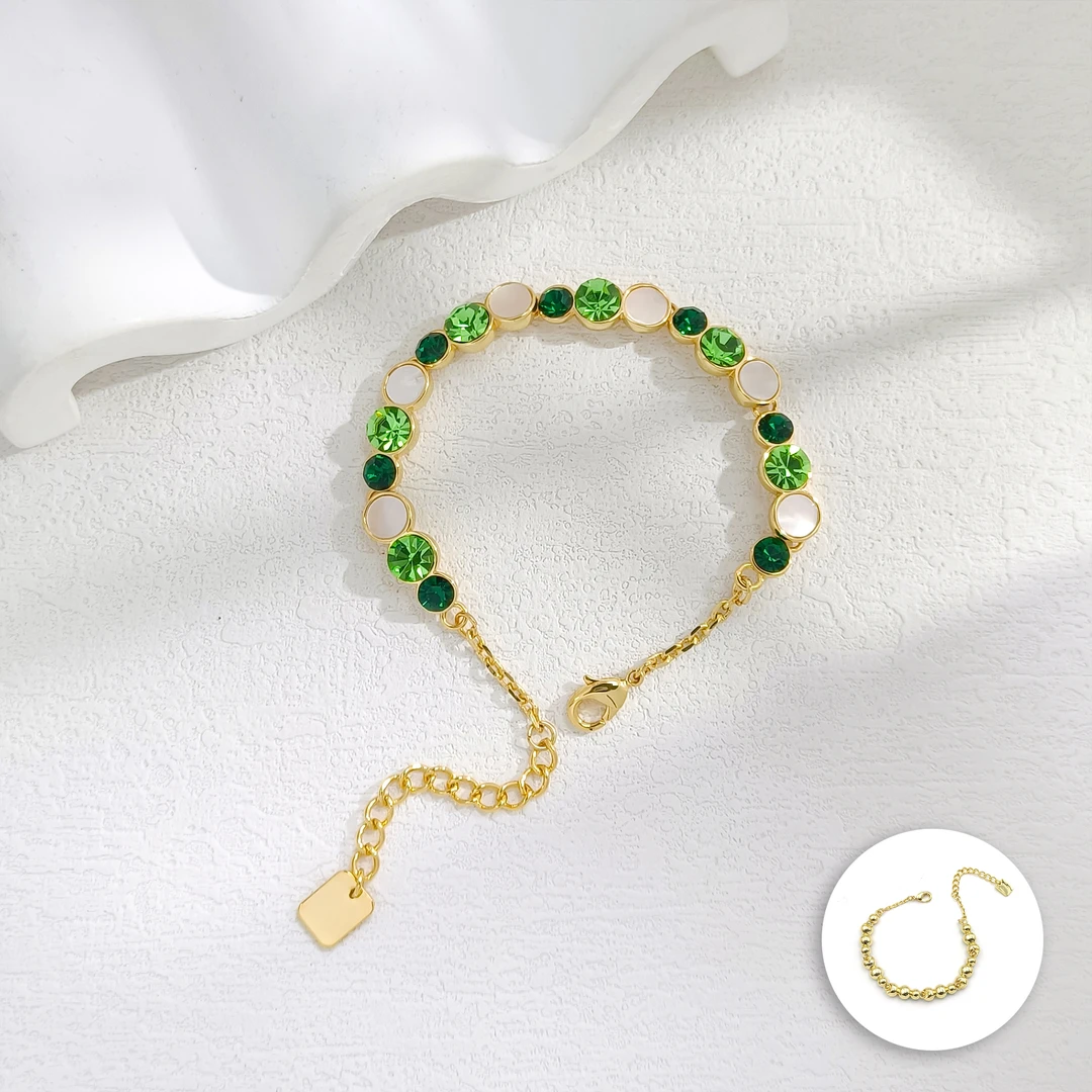 铜合金合成锆石手链 WZRM-007126【橄绿贝影】手链轻奢时尚