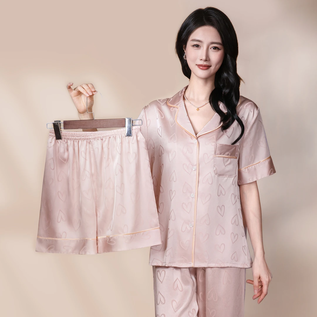 达芬奇密码2025年春夏新款涂鸦爱心长袖睡衣女轻奢时尚家居服套装