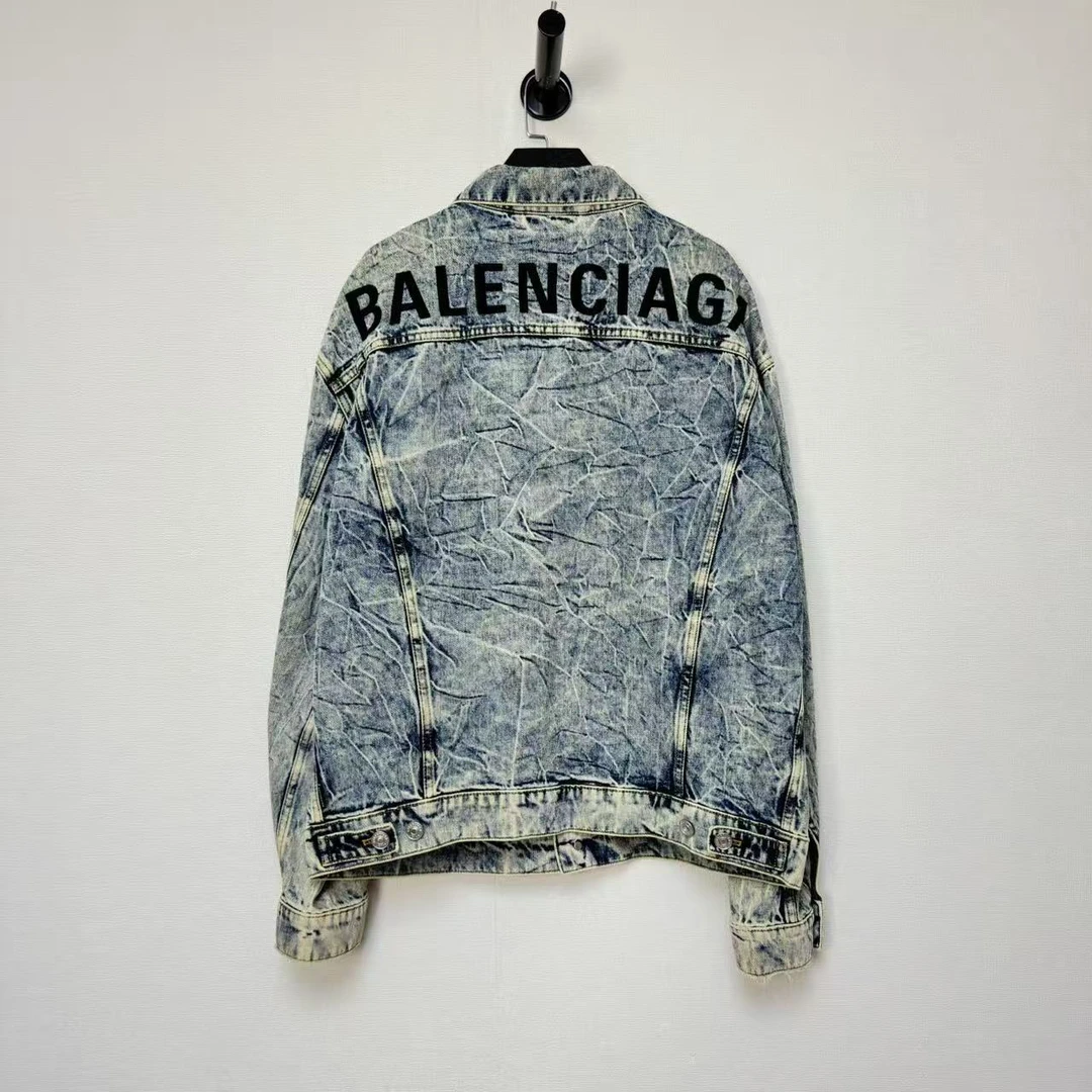 未使用 Balenciaga/巴黎世家 水波纹背后字母刺绣夹克/34