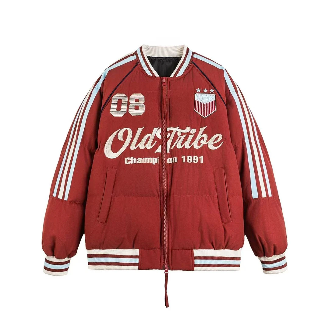 美式运动棒球领棉服冬季情侣宽松加厚外套保暖街头国潮棉衣-132