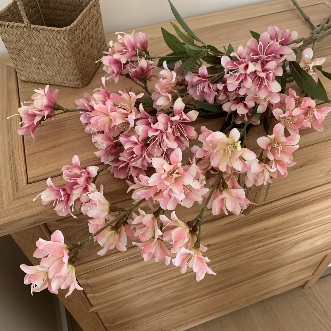 复古风金丝木槿花客厅装饰田园风家居装饰品假花卧室插花道具摆件