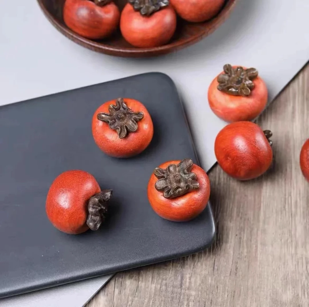 红花梨柿柿如意手把件一个