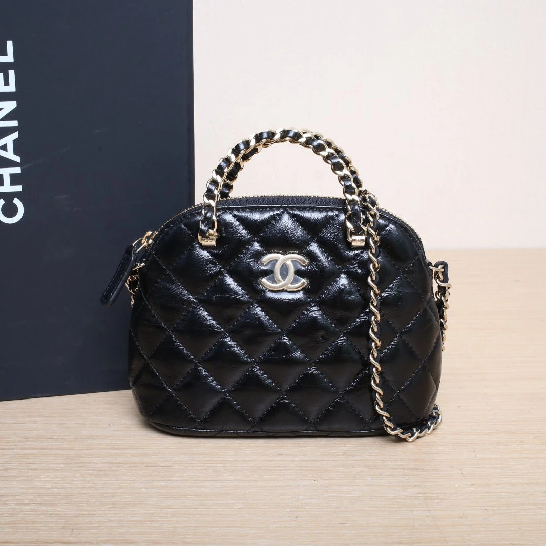 99新 Chanel/香奈儿 【黑黑】23S 贝壳包 小号 275328