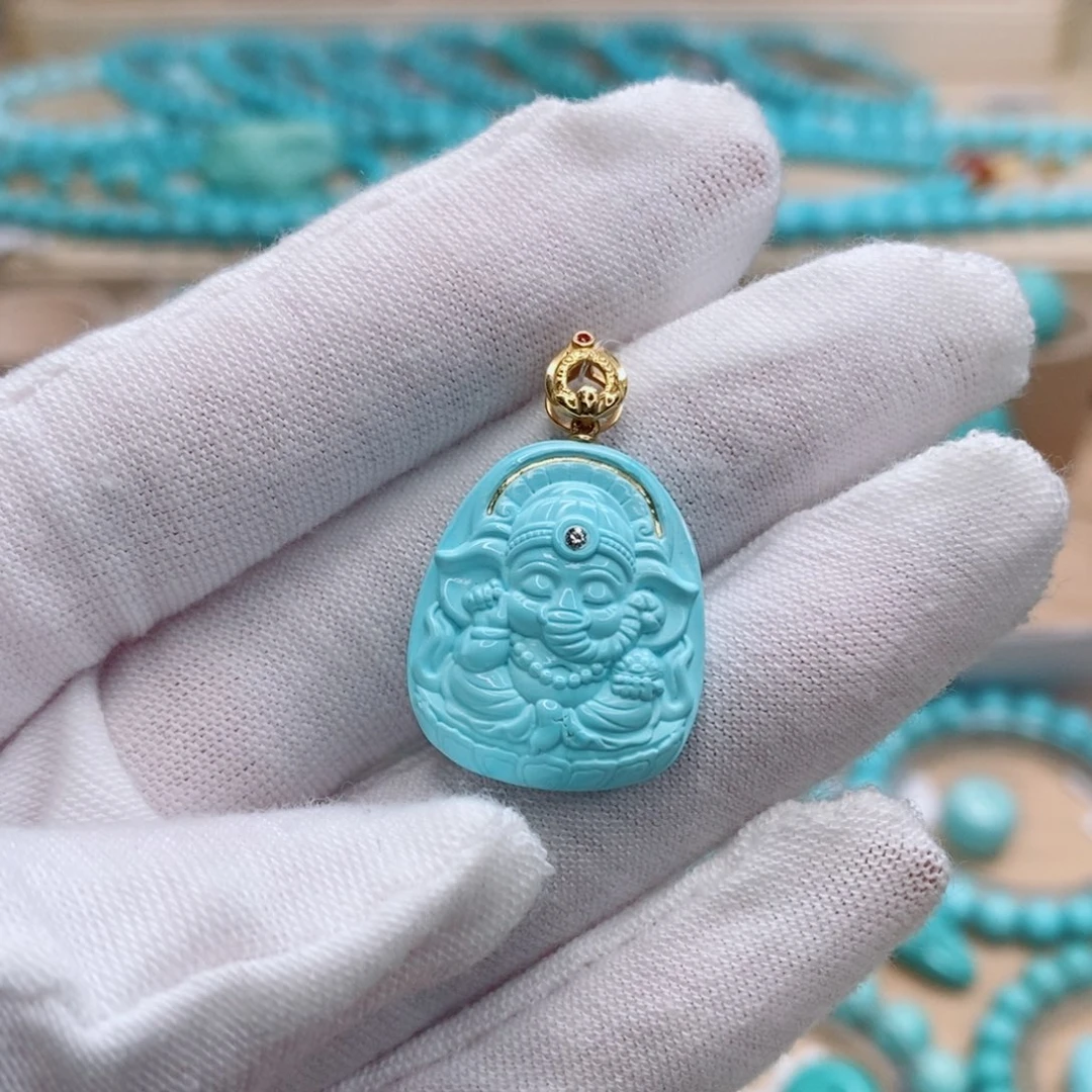 绿松石18K金镶嵌珠宝奇石