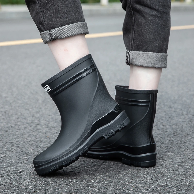 德系中筒雨鞋男款防滑防水中筒雨靴轻便洗车工作胶鞋钓鱼露营水鞋