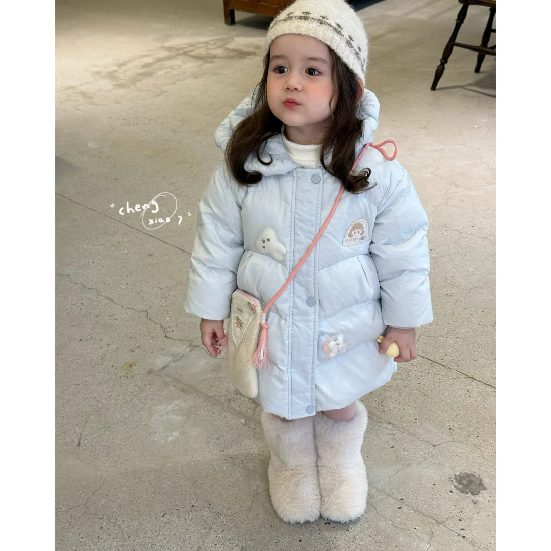 现货当天橙小七25冬款蓝色可爱女童兔子羽·绒服汉服55507